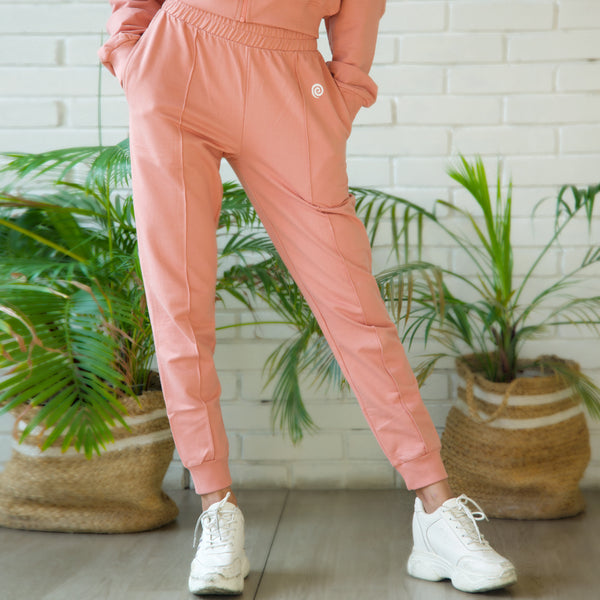 Rosie Ivory Floral Embroidered Salmon Sweatpants - $54 - Regular/ Plus